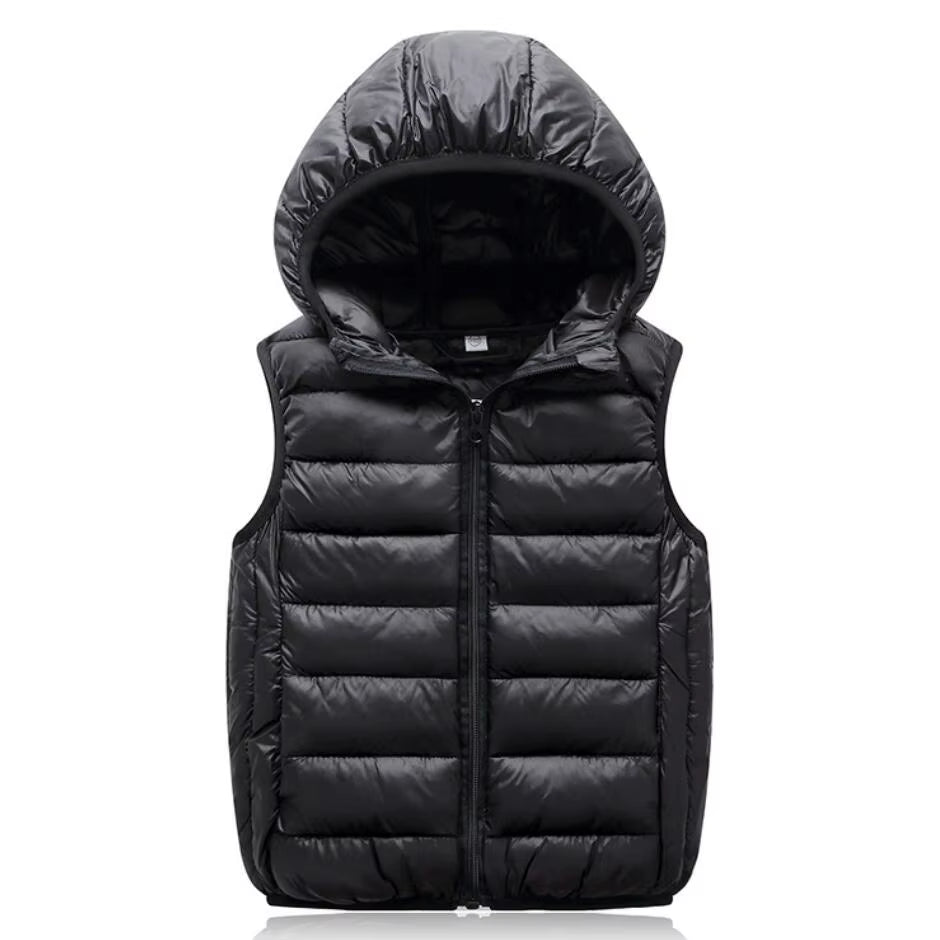 Teenagers Children Light down Jacket Vests Warm Autumn Winter Boys Girls Parent-Child Coat Waistcoat Kids Hooded Outerwear