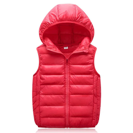 Teenagers Children Light down Jacket Vests Warm Autumn Winter Boys Girls Parent-Child Coat Waistcoat Kids Hooded Outerwear